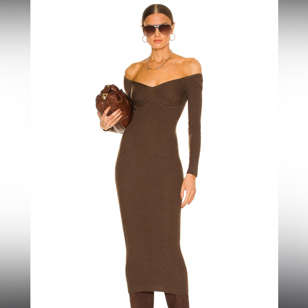Tucci Knit Bustier Dress in Chocolate